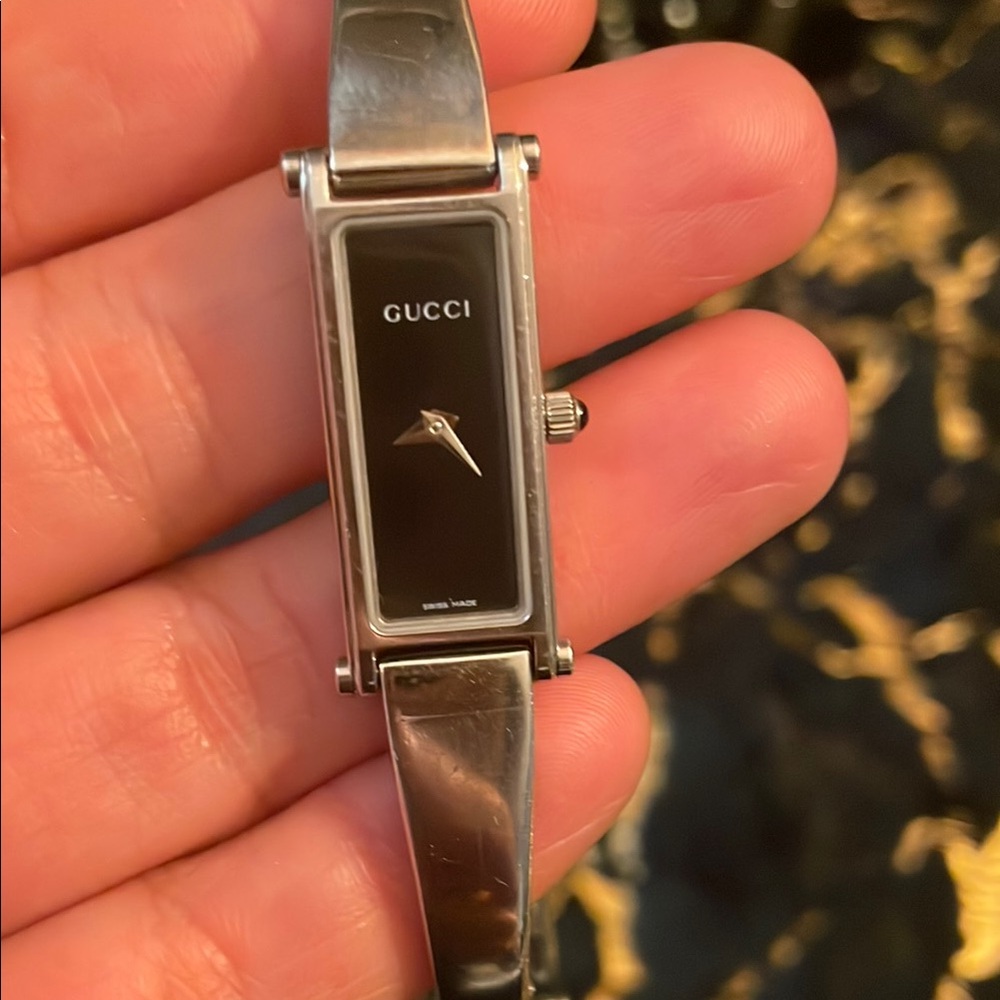 Gucci Black And Silver Rectangular Watch - image 1
